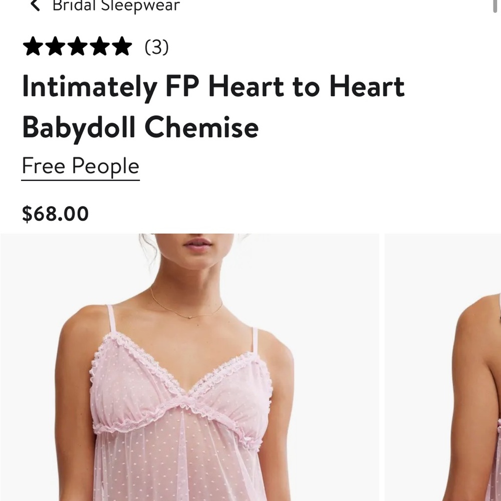 Free People Heart to Heart Pink Babydoll Chemise